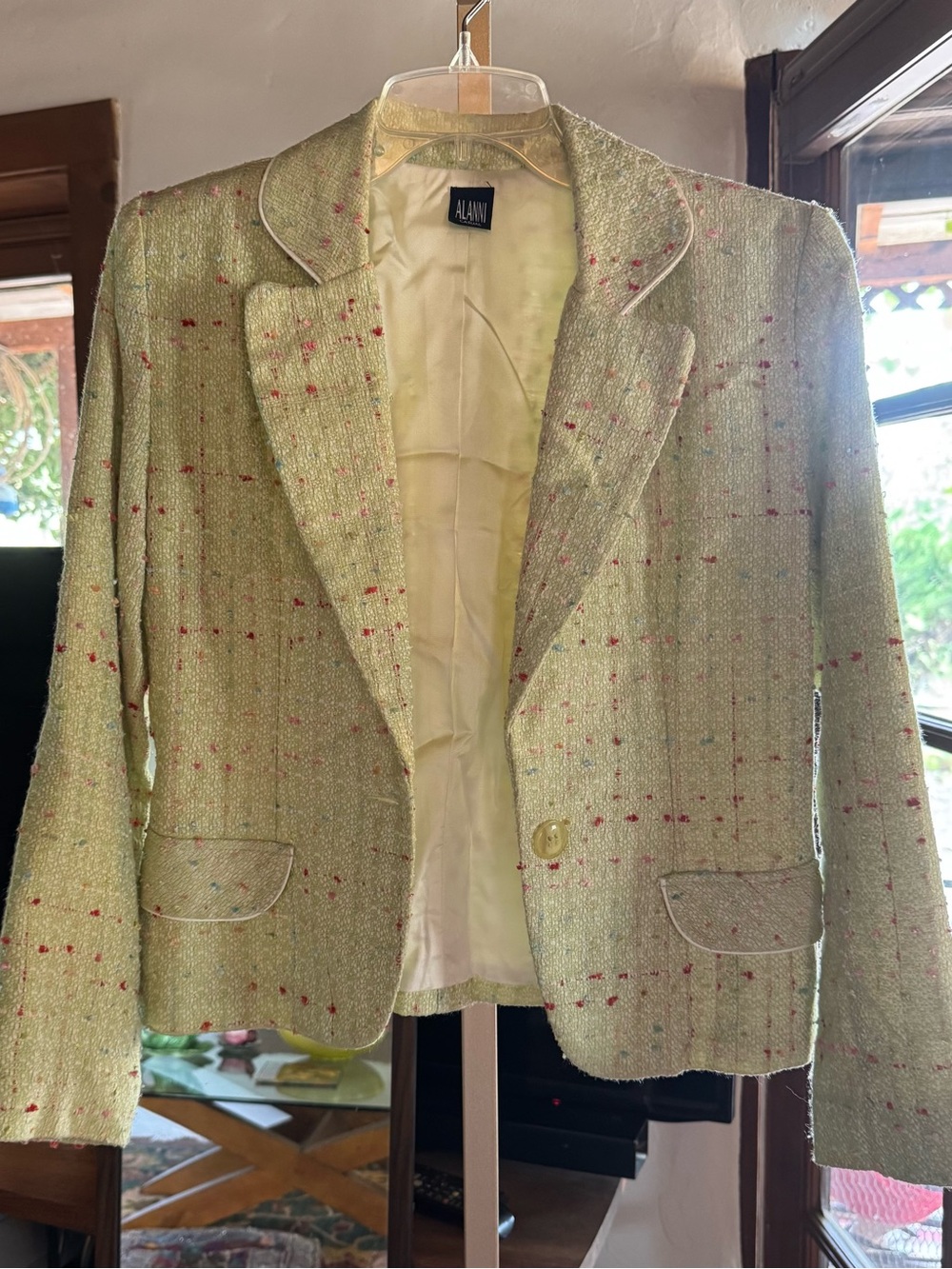 Alanni Vintage Pastel Green Multicolor Fleck Tweed Blazer